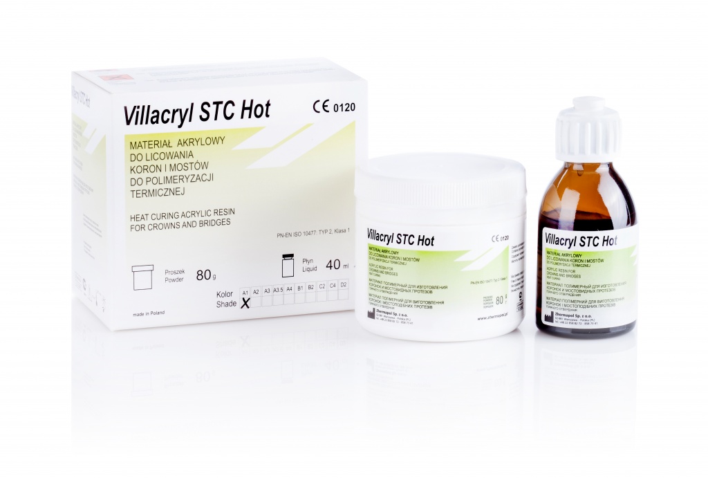 Пластмасса Виллакрил STC Hot, цвет A2 (80 г + 40 мл) – для облицовки и изготовления коронок