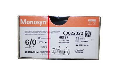 Моносин 6/0 рассасыв HR-17mm, L-70cм, колющ